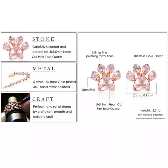 Rose Gold Paw 🐾 Stud Earrings - Picture 5 of 5